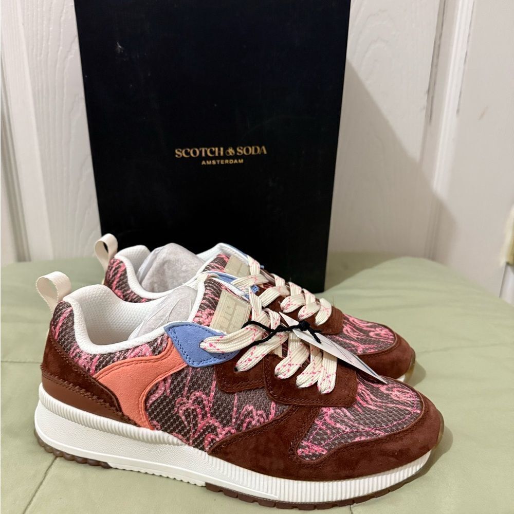 Scotch & Soda Women's Pink and Brown Sneakers US 6 NWT